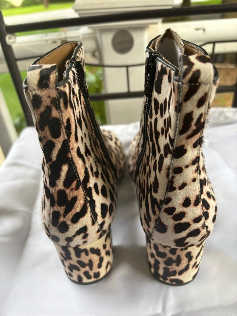 Aerosole Leopard Print Calf Hair Block Heel Ankle Booties